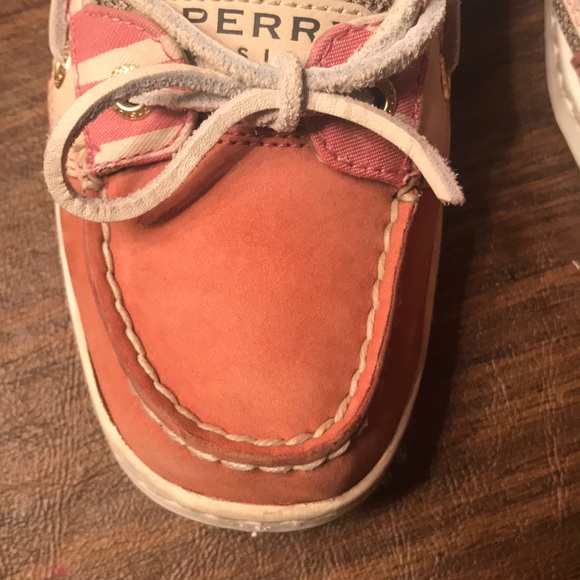 SPERRY TWO EYE TOPSIDERS PINK TAN BOAT SHOES LOAFERS size 7 - Picture 5 of 7